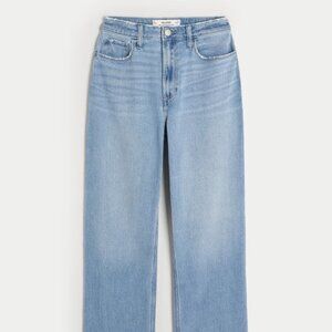 Hollister Curvy Ultra High-Rise Medium Wash Dad Jeans - Light Blue